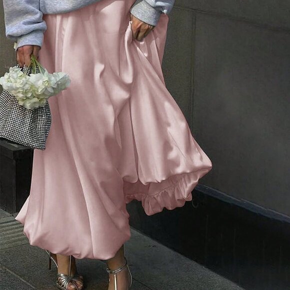 Pink Casual Women's Plain Color Pencil Skirt - Picture 5 of 11